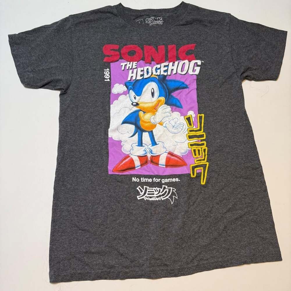 Sonic the Hedgehog Retro 1991 Graphic T-Shirt Charcoal Gray Size S